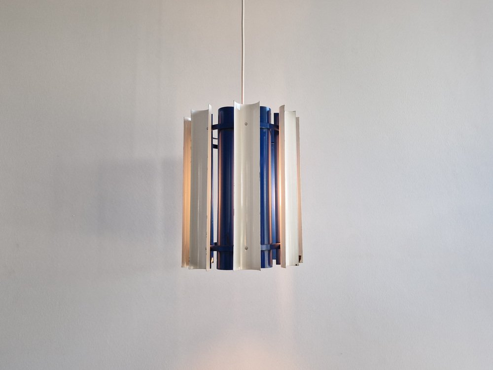 Blue and White Pendant Lamp by Yki Nummi for Orno, Finland, Mexico, 1960s