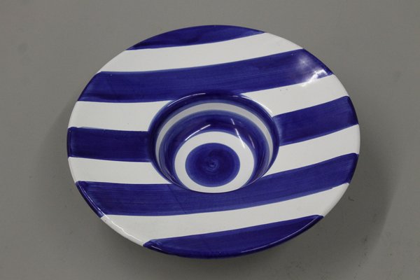 Blue and White Striped Ceramic Bowl from Solimene-DPP-1113241