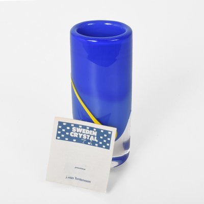 Blue and Yellow Glass Vase from Strömbergshyttan-JDR-1125457