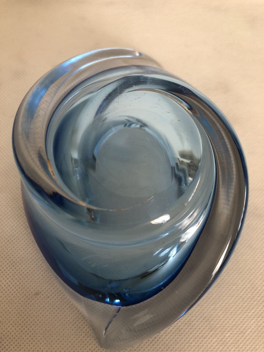 Blue Ashtray from Val St Lambert