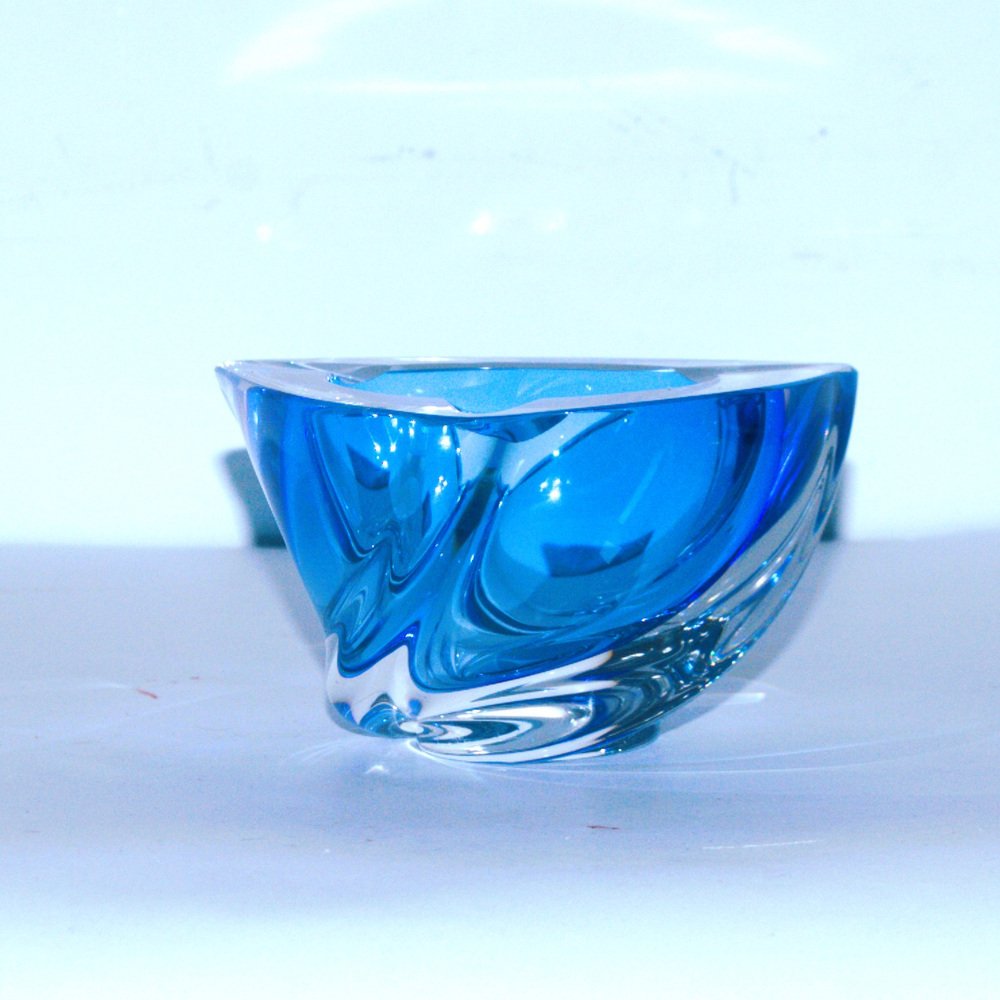 Blue Ashtray from Val St Lambert, Belgium