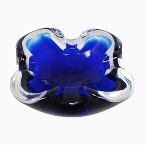 Blue Ashtray or Vide Poche by Flavio Poli for Seguso, 1970s-QGR-857893