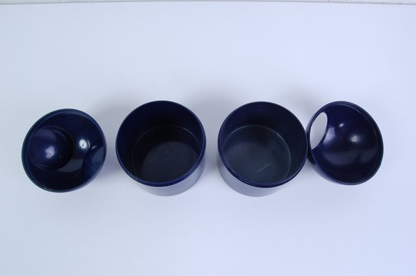 Blue Bathroom Set by Makio Hasuike for Gedy, 1970s, Set of 5-XSG-1352990