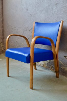 Blue Bow Wood Lounge Chair from Steiner, 1950s-AIU-962391