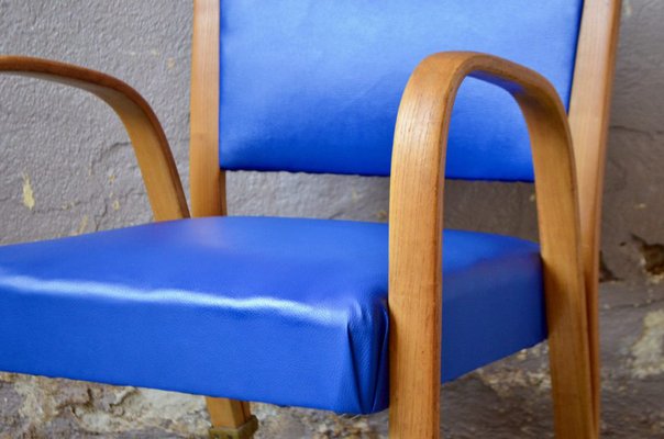 Blue Bow Wood Lounge Chair from Steiner, 1950s-AIU-962391