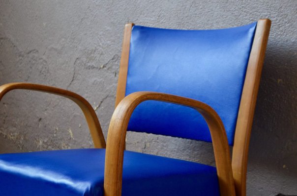 Blue Bow Wood Lounge Chair from Steiner, 1950s-AIU-962391