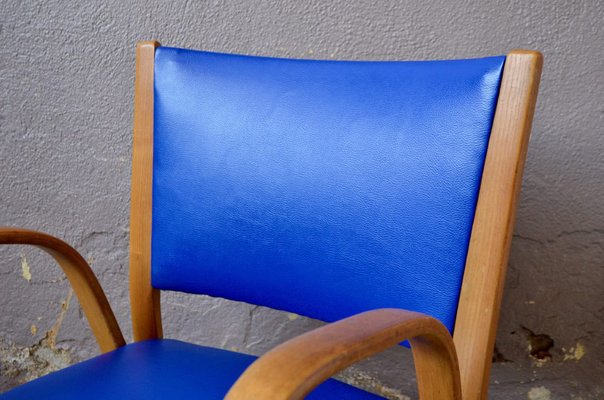 Blue Bow Wood Lounge Chair from Steiner, 1950s-AIU-962391