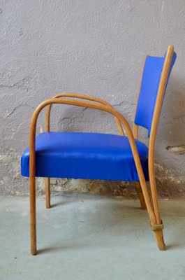 Blue Bow Wood Lounge Chair from Steiner, 1950s-AIU-962391