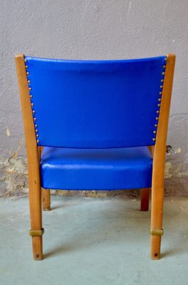 Blue Bow Wood Lounge Chair from Steiner, 1950s-AIU-962391