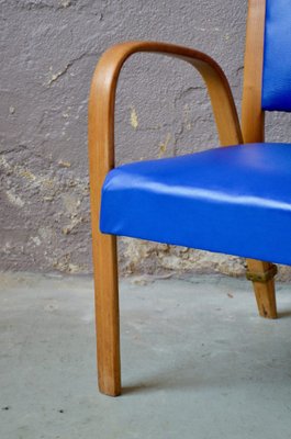 Blue Bow Wood Lounge Chair from Steiner, 1950s-AIU-962391