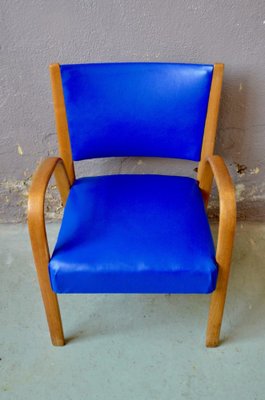 Blue Bow Wood Lounge Chair from Steiner, 1950s-AIU-962391