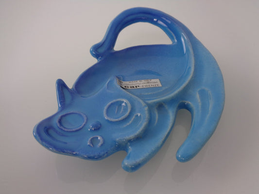 Blue Car-Firenze Ceramic Cat Ashtray, Italy, 1960s