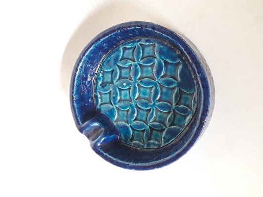 Blue Ceramic Ashtray by Aldo Londi for Bitossi, 1960s-XUQ-1451133