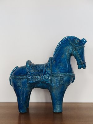 Blue Ceramic Horse Sculpture by Aldo Londi for Bitossi Fiorentino, 1960-CC-1768706