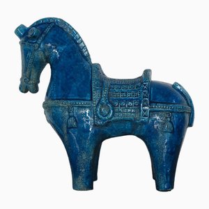 Blue Ceramic Horse Sculpture by Aldo Londi for Bitossi Fiorentino, 1960-CC-1768706