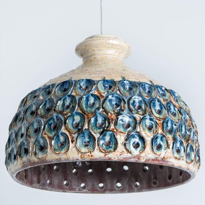 Blue Ceramic Pendant Light, Denmark, 1970-VDW-1756136