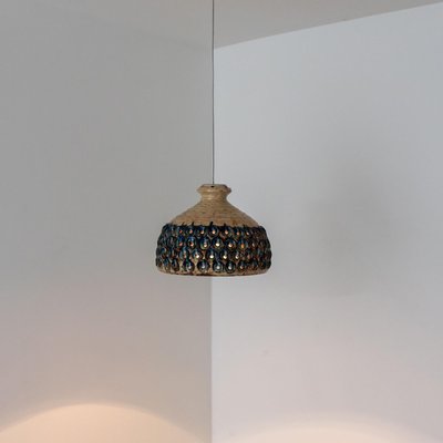 Blue Ceramic Pendant Light, Denmark, 1970-VDW-1756136