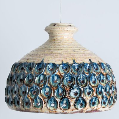 Blue Ceramic Pendant Light, Denmark, 1970-VDW-1756136