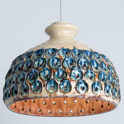 Blue Ceramic Pendant Light, Denmark, 1970-VDW-1756136