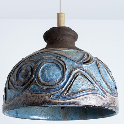 Blue Ceramic Pendant Light, Denmark, 1970-VDW-1756147