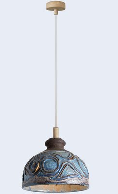 Blue Ceramic Pendant Light, Denmark, 1970-VDW-1756147