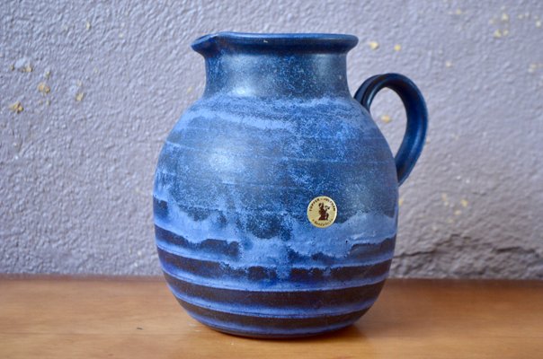 Blue Ceramic Pitcher Vase with Flow by Töpfer Julchen-AIU-2017258