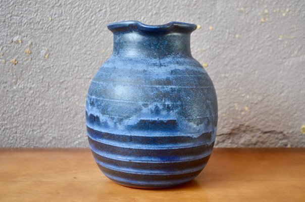 Blue Ceramic Pitcher Vase with Flow by Töpfer Julchen-AIU-2017258