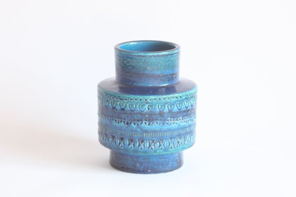 Blue Ceramic Rimini Vase by Aldo Londi for Bitossi, 1960s-PLT-1414892