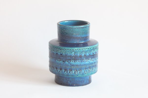 Blue Ceramic Rimini Vase by Aldo Londi for Bitossi, 1960s-PLT-1414892