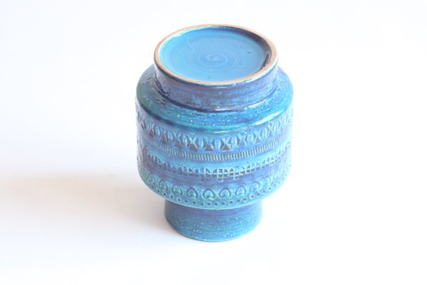 Blue Ceramic Rimini Vase by Aldo Londi for Bitossi, 1960s-PLT-1414892