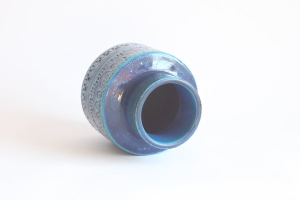 Blue Ceramic Rimini Vase by Aldo Londi for Bitossi, 1960s-PLT-1414892