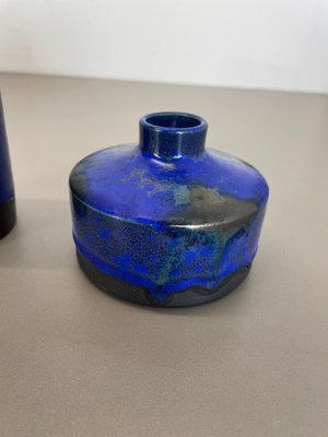 Blue Ceramic Studio Vase by Gerhard Liebenthron, Germany, 1970s, Set of 2-QZ-1149883