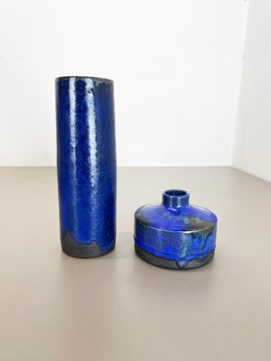 Blue Ceramic Studio Vase by Gerhard Liebenthron, Germany, 1970s, Set of 2-QZ-1149883