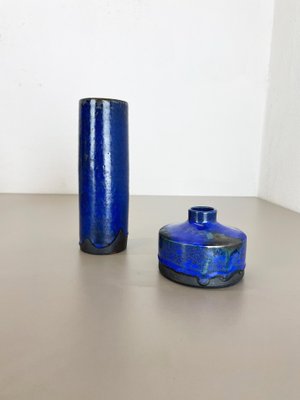 Blue Ceramic Studio Vase by Gerhard Liebenthron, Germany, 1970s, Set of 2-QZ-1149883