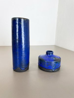 Blue Ceramic Studio Vase by Gerhard Liebenthron, Germany, 1970s, Set of 2-QZ-1149883