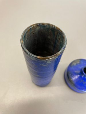 Blue Ceramic Studio Vase by Gerhard Liebenthron, Germany, 1970s, Set of 2-QZ-1149883