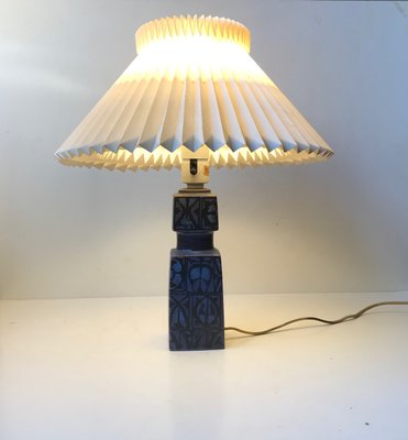 Blue Ceramic Table Lamp by Nils Thorsson for Royal Copenhagen & Fog & Morup, 1970s-LCR-713515