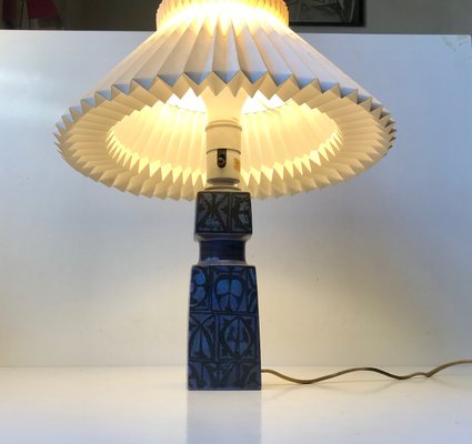 Blue Ceramic Table Lamp by Nils Thorsson for Royal Copenhagen & Fog & Morup, 1970s-LCR-713515