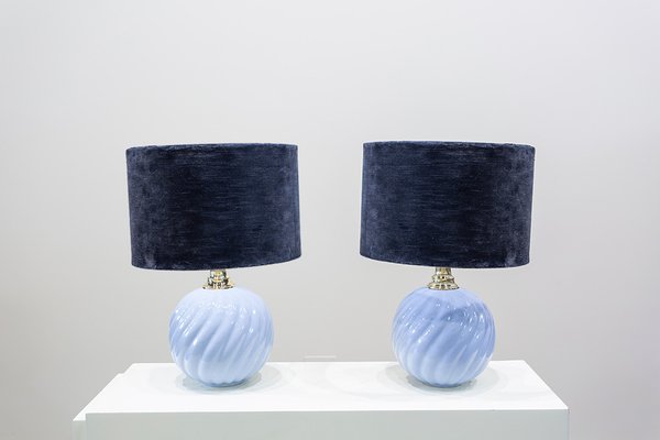 Blue Ceramic Table Lamps, 1970s, Set of 2-UJE-1290691