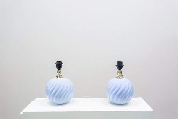 Blue Ceramic Table Lamps, 1970s, Set of 2-UJE-1290691