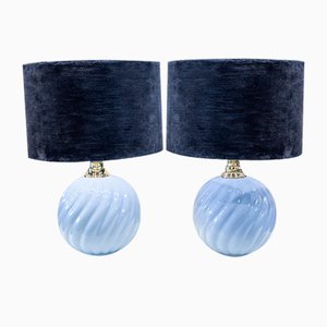 Blue Ceramic Table Lamps, 1970s, Set of 2-UJE-1290691