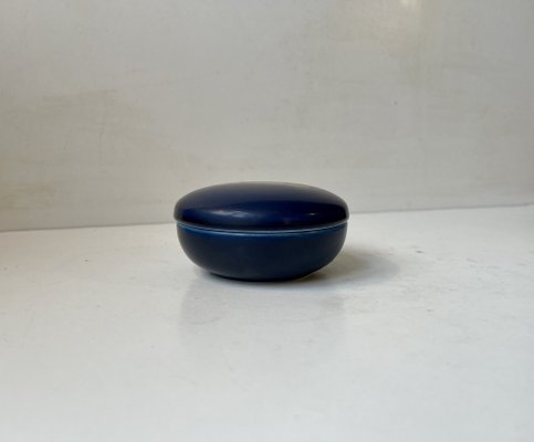 Blue Ceramic Trinket Jar by Nils Thorsson for Aluminia, 1950s-LCR-1729642