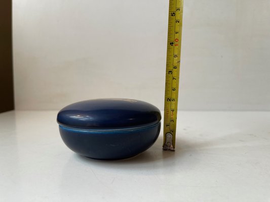 Blue Ceramic Trinket Jar by Nils Thorsson for Aluminia, 1950s-LCR-1729642