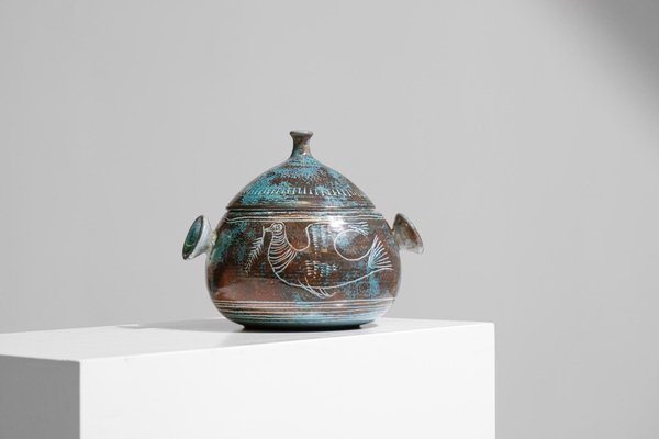 Blue Ceramic Tureen from Yvon Roy Mongolfier-YU-974136