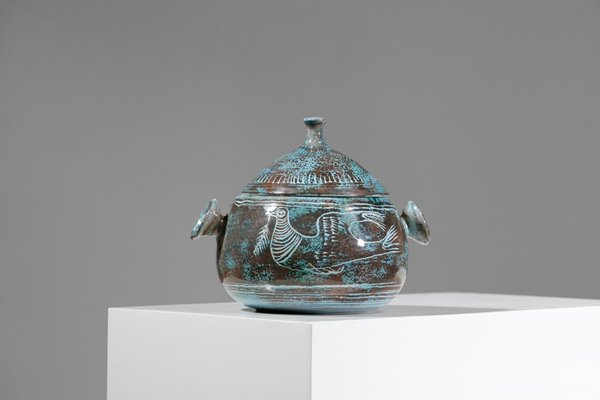 Blue Ceramic Tureen from Yvon Roy Mongolfier-YU-974136