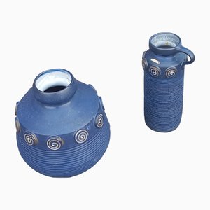 Blue Ceramic Vases by Ceramano, Set of 2-QDP-1356760