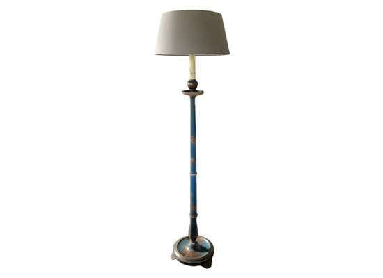 Blue Chinoiserie Floor Lamp, 1950s-DVX-715598