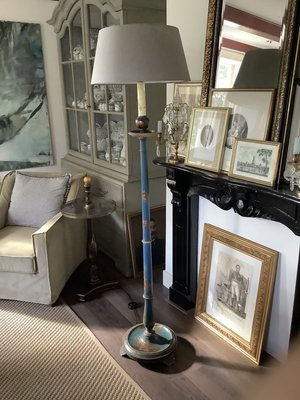 Blue Chinoiserie Floor Lamp, 1950s-DVX-715598