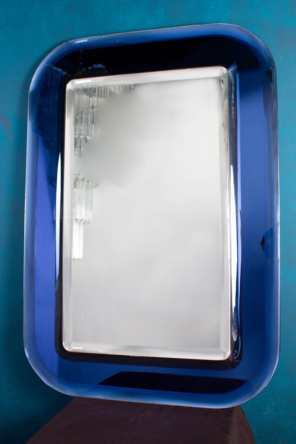 Blue-Colored Mirror Attributed to Max Ingrand