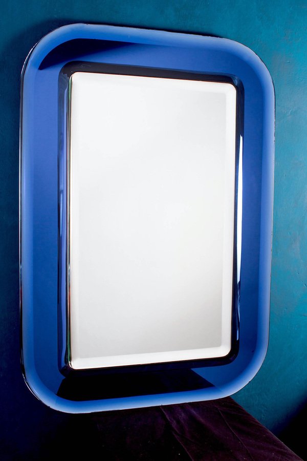 Blue-Colored Mirror Attributed to Max Ingrand